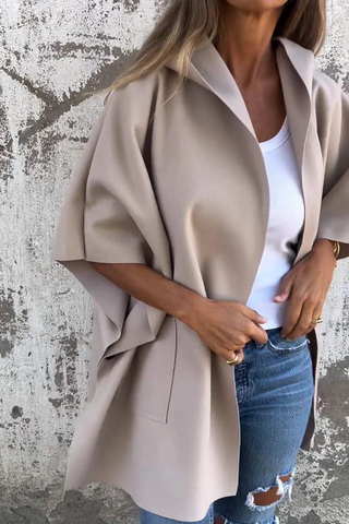 Prendas de abrigo informales de color liso con bolsillos y cuello vuelto (5 colores) 