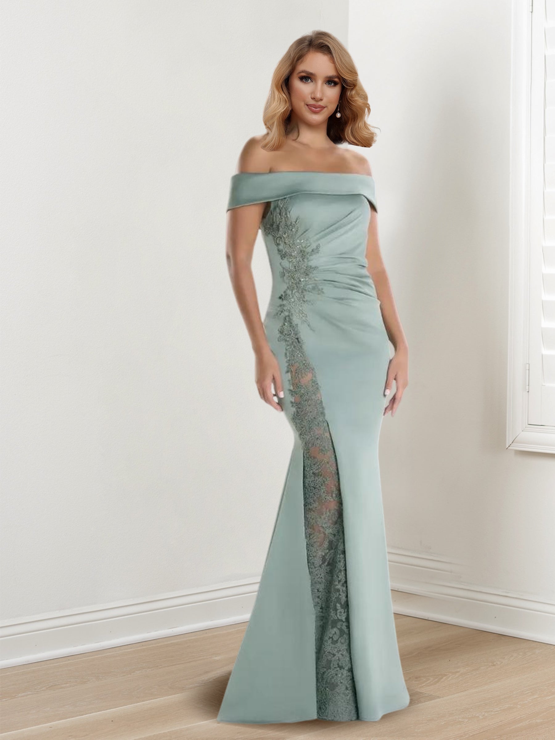 Vestidos de madre de la novia sin mangas con hombros descubiertos y corte tubo/columna 