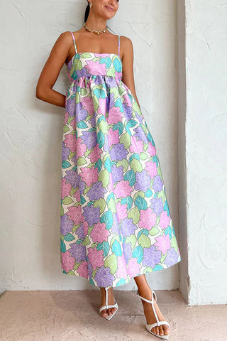 Garden Goddess – A-Linien-Midikleid mit Blumenmuster und Schleife auf der Rückseite 