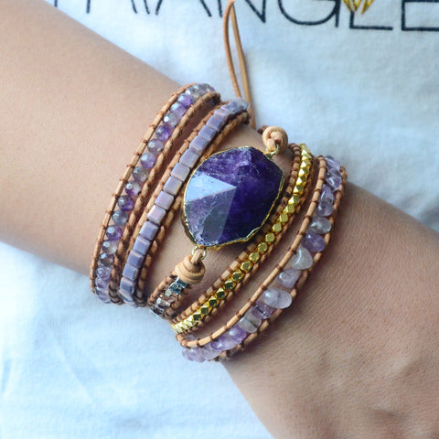 Kronenchakra Amethyst Armband 