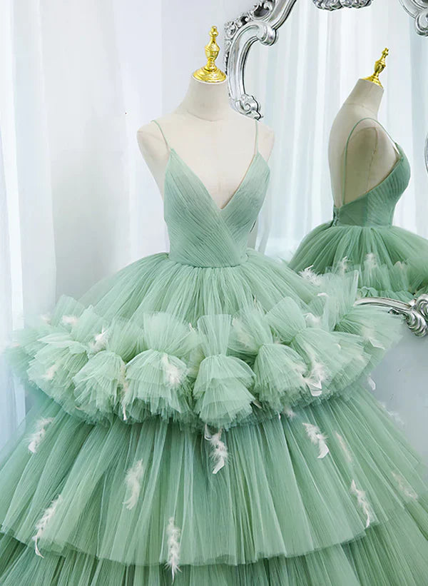 Vestido de tul en capas con espalda baja, vestido dulce, vestido de quinceañera
