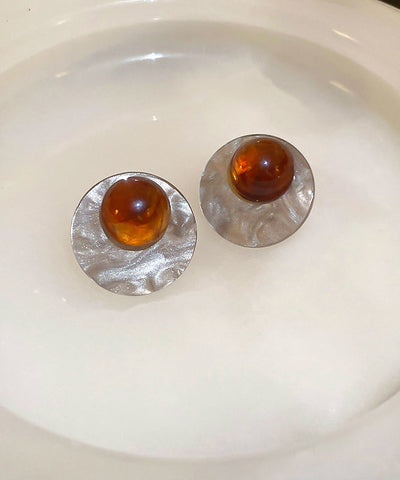 Boutique Coffee Sterling Silver Resin Stud Earrings