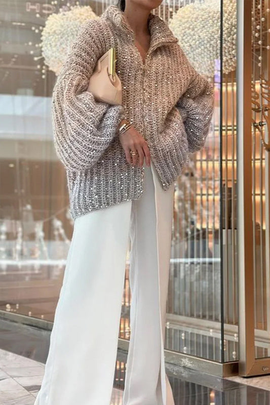 Elegant Sequin Knit Cardigan