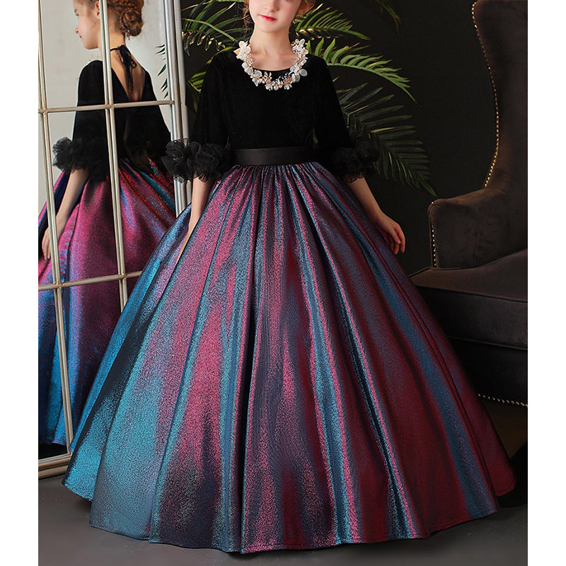 Vestido de primera comunión para niña, estilo retro, de lujo, con vuelo, para fiesta de cumpleaños y desfile. 