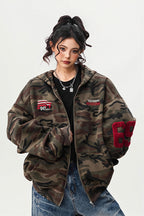 Camo Zip Oversized Street Hoodie