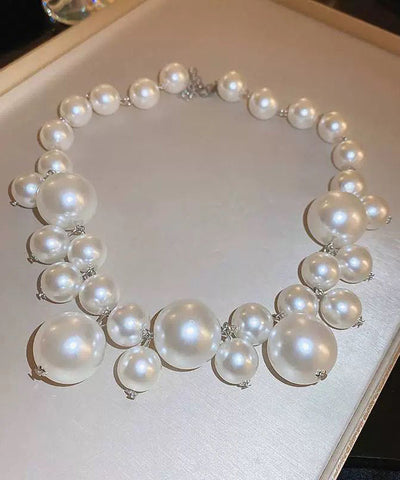 Collar vintage con colgante de borla y perlas de aleación blanca 