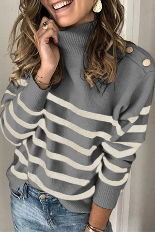 Casual Striped Patchwork Turtleneck Sweaters(4 Colors)