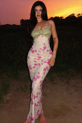 Contrast Lace Floral Cami Maxi Dress