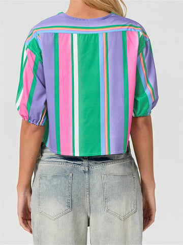 Blusa con mangas abullonadas y lazo dividido 