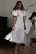 Floral Split Puff Sleeve Elegant Maxi Dress