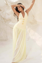 Starfish Sheer Tie Solid Maxi Dress