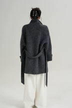 Chic Solid Wool Warm Loose Mock-neck Coat