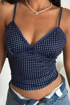 Sexy Polka Dot Color Block Lace Cami Top