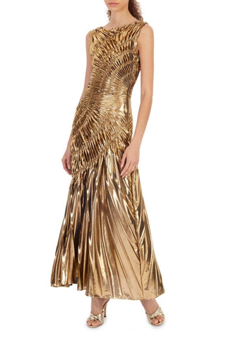 Vestido midi plisado metalizado Camila 
