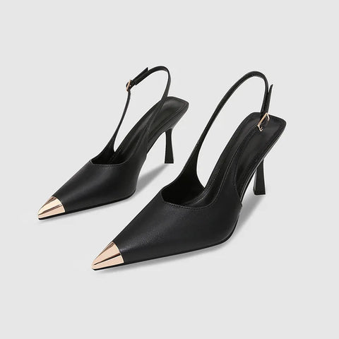 New silver straight line with fashionable pointed thin high heels sandals wedding shoes for women black patent leather