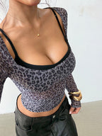 Leopard Print Layered Crop Top