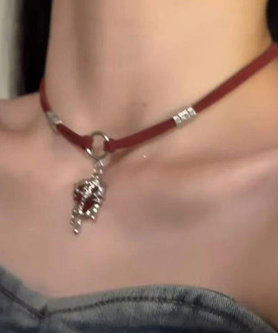 Halskette mit Anhänger Love aus rotem Edelstahl für Damen 