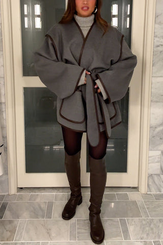 Meridress – Spleißmantel mit offener Vorderseite, Taschen und Gürtel