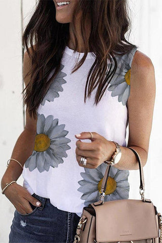 Camisetas sin mangas con estampado de girasoles Meridress Beccy
