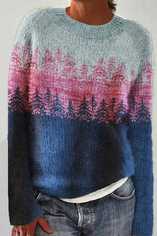 Suéter Meridress con cuello redondo y estampado de bloques de color (en 4 diseños)