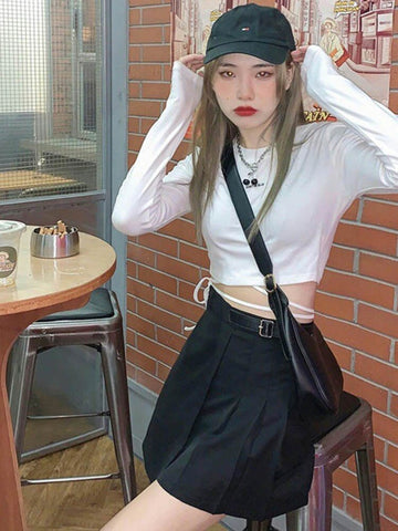 Camisetas de manga larga para mujer, diseño sexy, crop tops ajustados, estilo Harajuku Ulzzang, ropa urbana de primavera para mujer, ropa ajustada y atractiva, novedad 