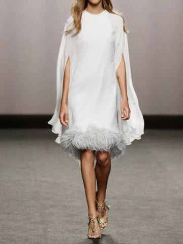 Elegantes Feder-Panel-Kleid Langes Abendkleid 
