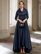 A-Linien-/Prinzessinnen-Kleid mit langen Ärmeln, Taschen und Gürtel für die Mutter der Braut. 
