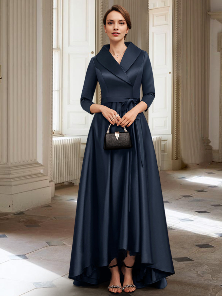 A-Linien-/Prinzessinnen-Kleid mit langen Ärmeln, Taschen und Gürtel für die Mutter der Braut. 
