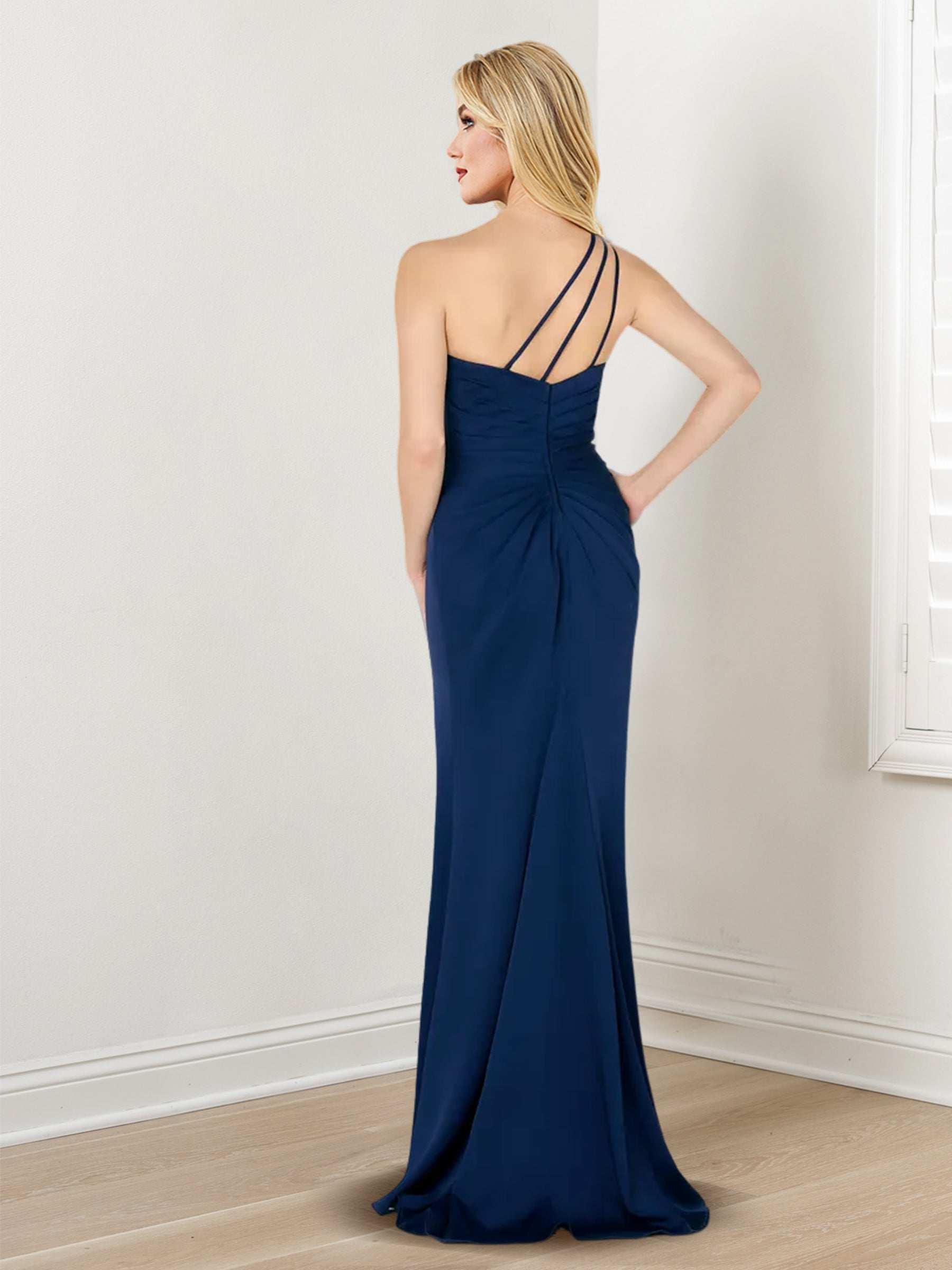 Vestidos de madre de la novia sin mangas con un solo hombro y corte tubo/columna con abertura lateral 