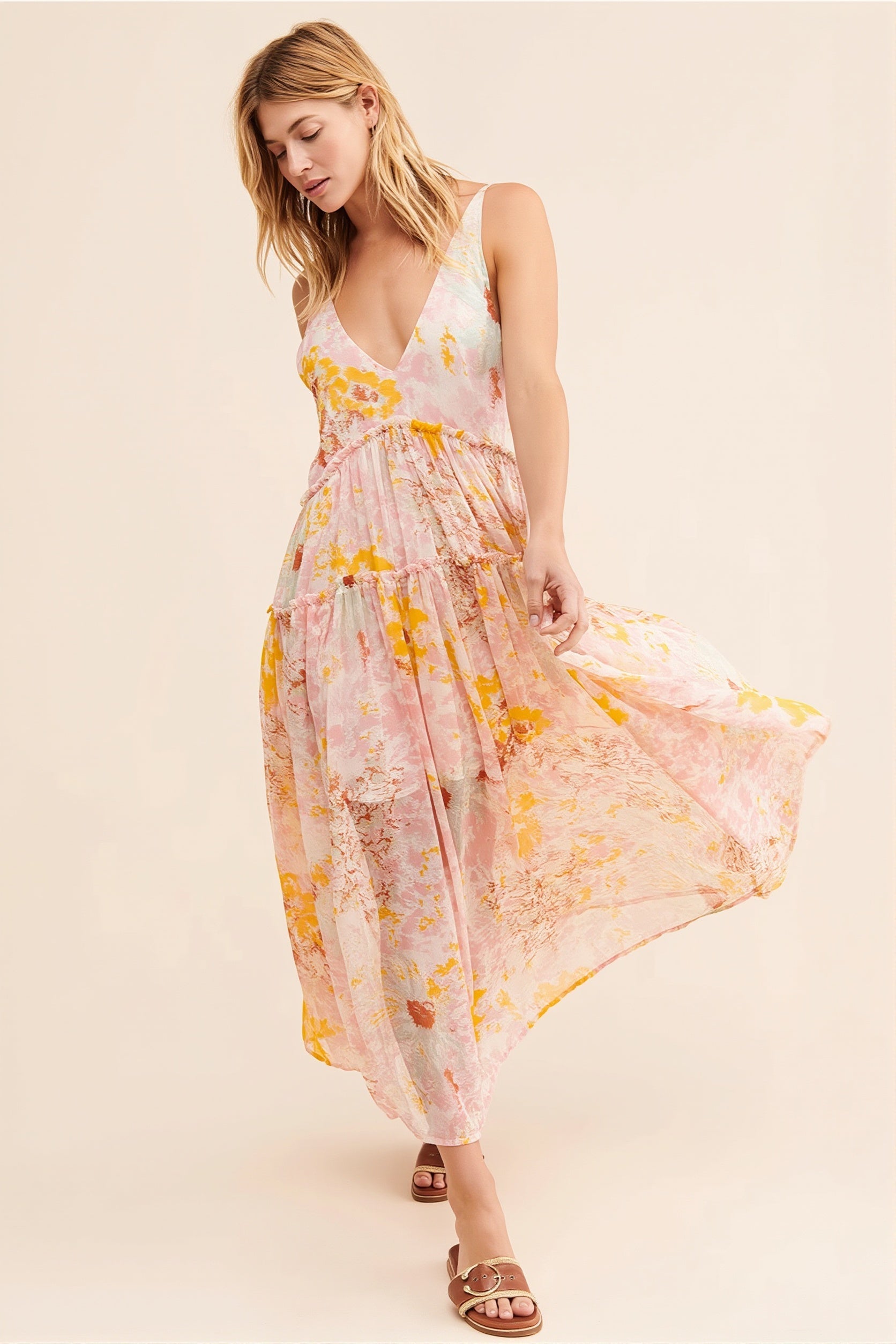 Boho Sleeveless Floral Print Maxi Dress
