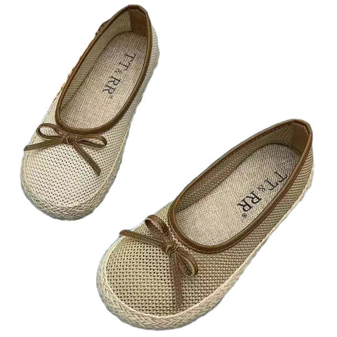 Women Weave Bow Flats Shoes Shallow Fad Casual Shoes 2024 Comfort Sandals Autumn Designer Shoes Walking Soft Sole Lady Zapatos