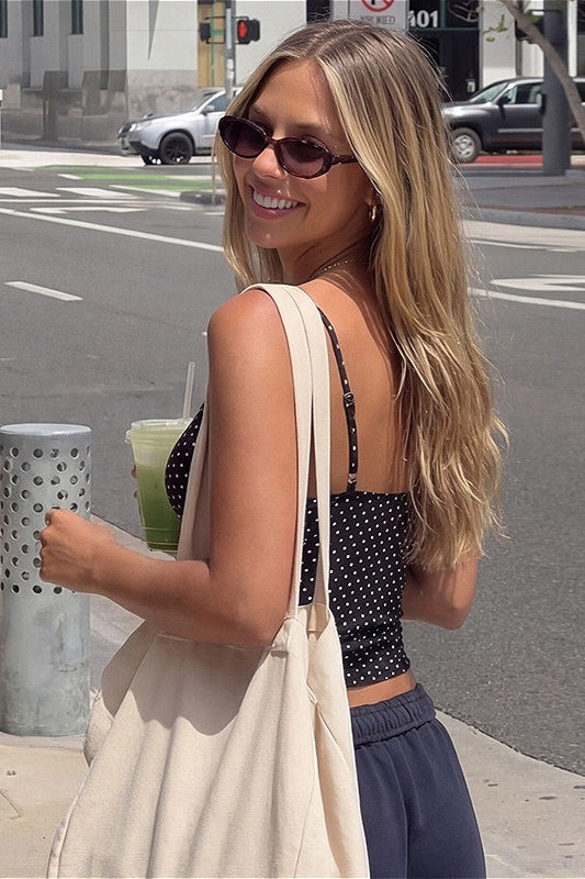 Sweet Polka Dot Bow Slim Cami Top