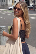 Sweet Polka Dot Bow Slim Cami Top
