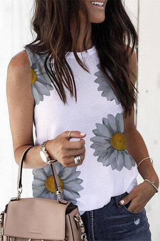 Camisetas sin mangas con estampado de girasoles Meridress Beccy