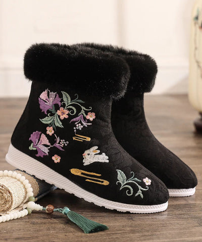 Weiße Baumwollstoff-Stickerei-Spleißen-Stiefel im chinesischen Stil 