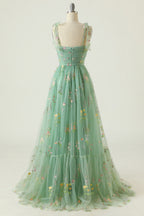 Plus Size Champagne Embroidery Long Prom Dress