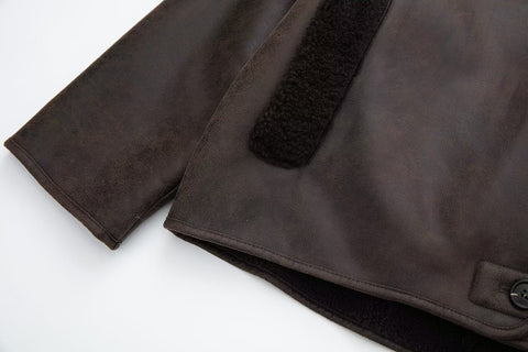 Damen Kleidung Pelz Langarm Kragen Doppelseitige Jacke Mantel Damen Mantel 