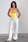 Printed Strapless Backless Crop Top Sexy Slim Blouse