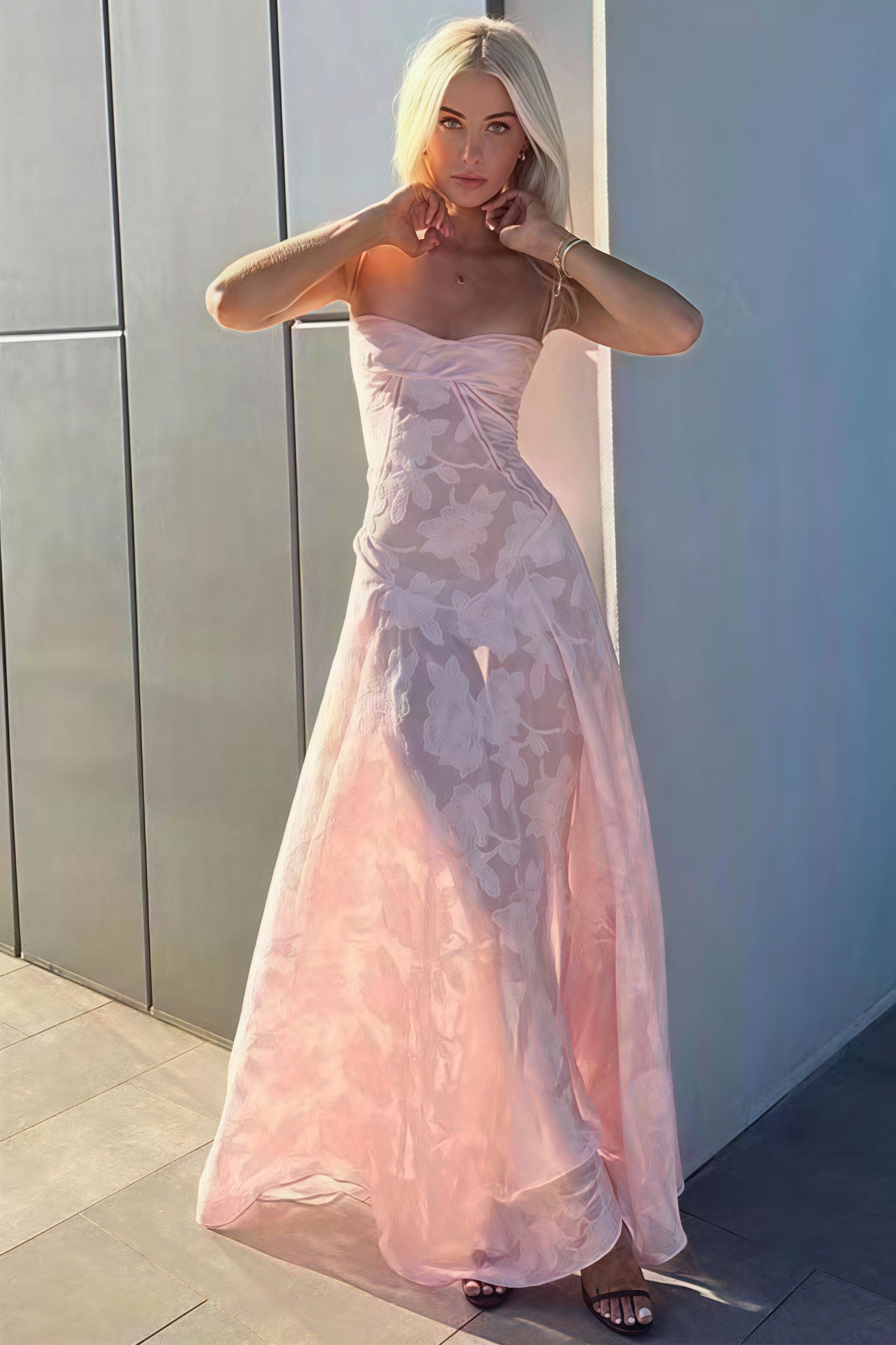 Elegant Jacquard Cami Maxi Dress