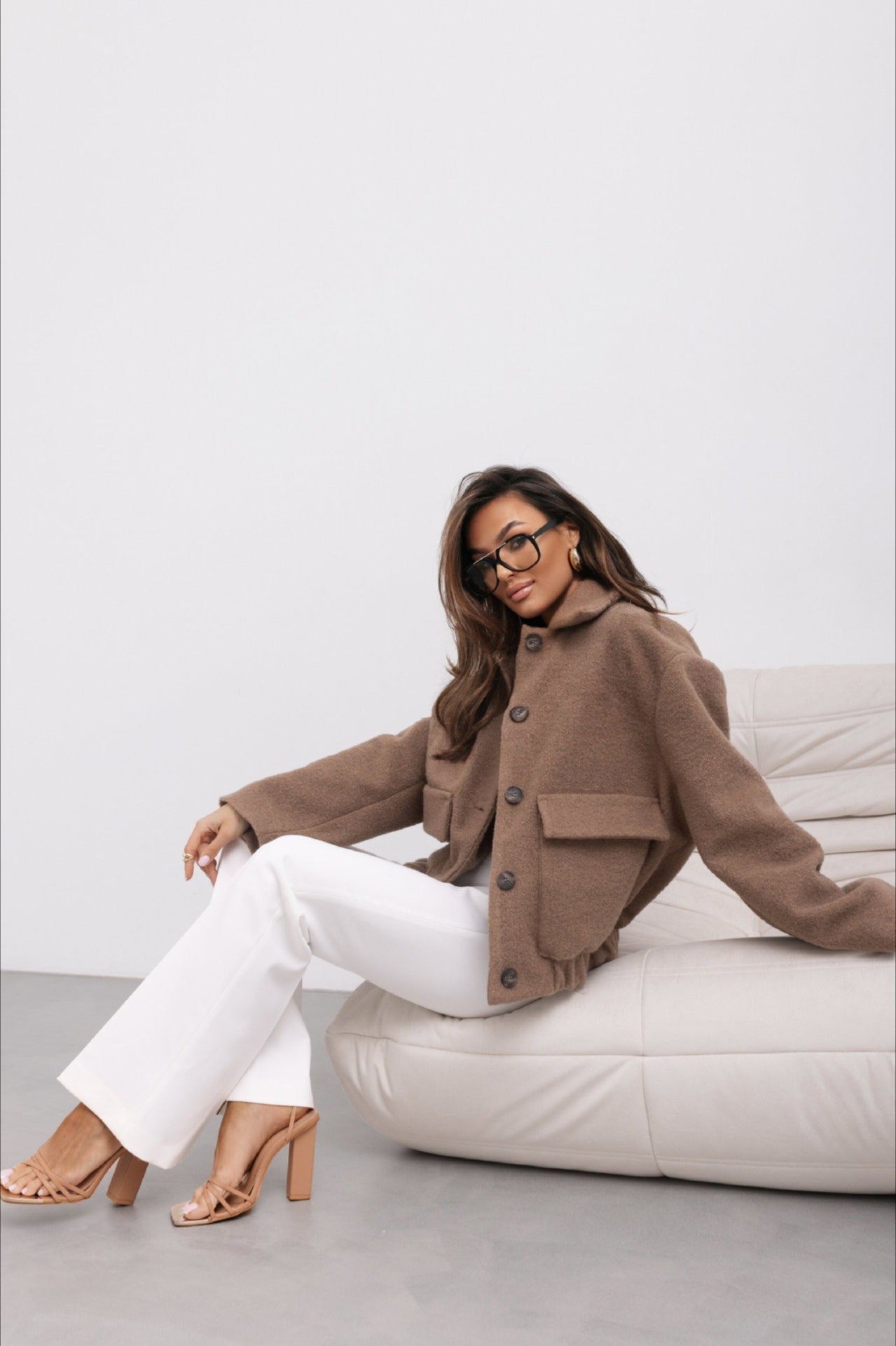Trendy Solid Wool Pocket Elastic Snap Coat