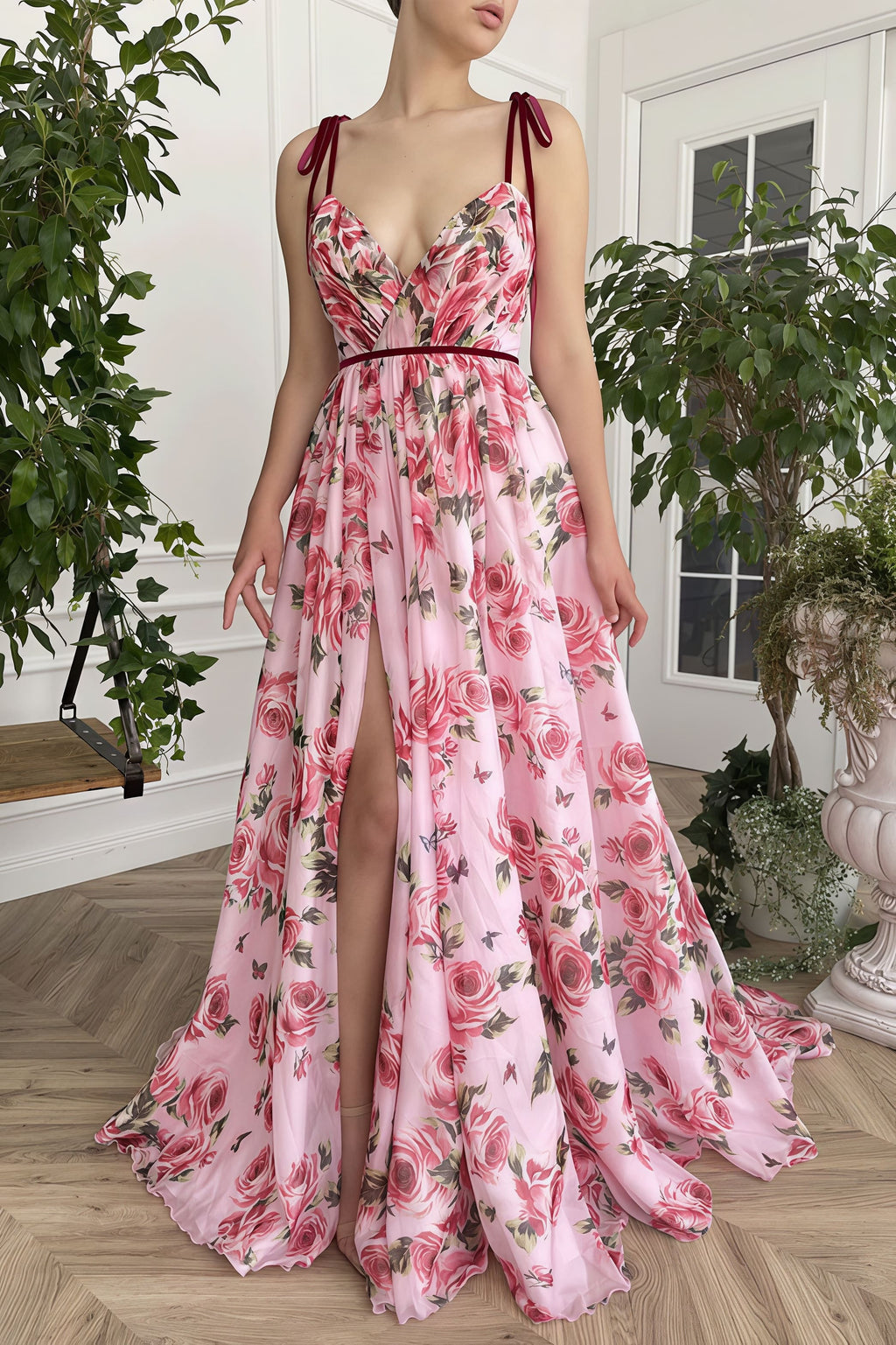 Vintage Print Sexy Cami Vacation Maxi Dres