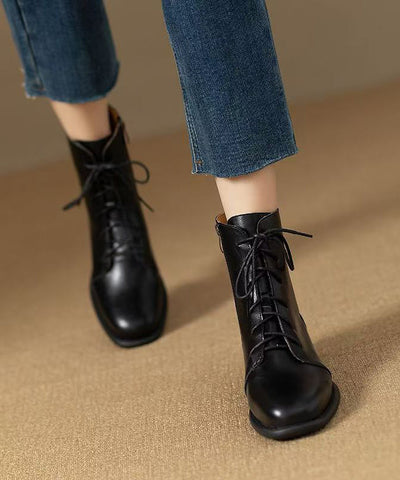 Neu Rindsleder Stiefel Reißverschluss Lace Up Spleißen Braun 