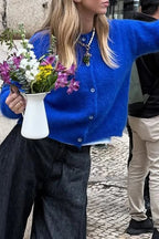 Cropped Knit Button Cardigan