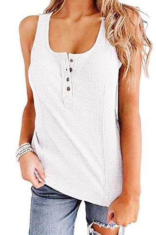 Meridress Buttons Sleeveless Stretchy Top