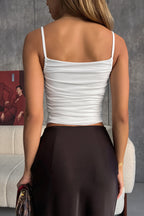 Ruched Mesh Slim Tank Top