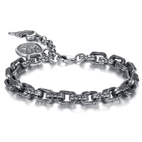 Sterling Silver Bully Snakeskin Textured Ring Clasp Bracelet
