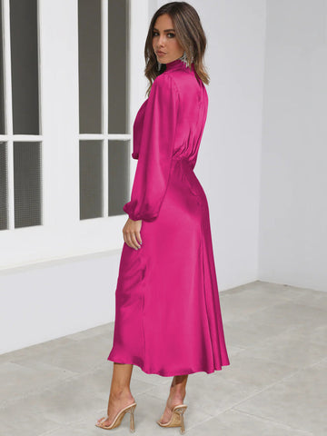 FROM THE SOURCE HIGH NECK BRIDAL MAXI DRESS - FUCHSIA