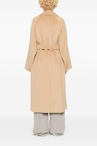 Camel Raglan Sleeve Woolen Coat With Belt