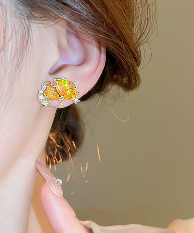 Vogue Gold Kupfer Zirkon Ginkgo Blätter Ohrstecker 
