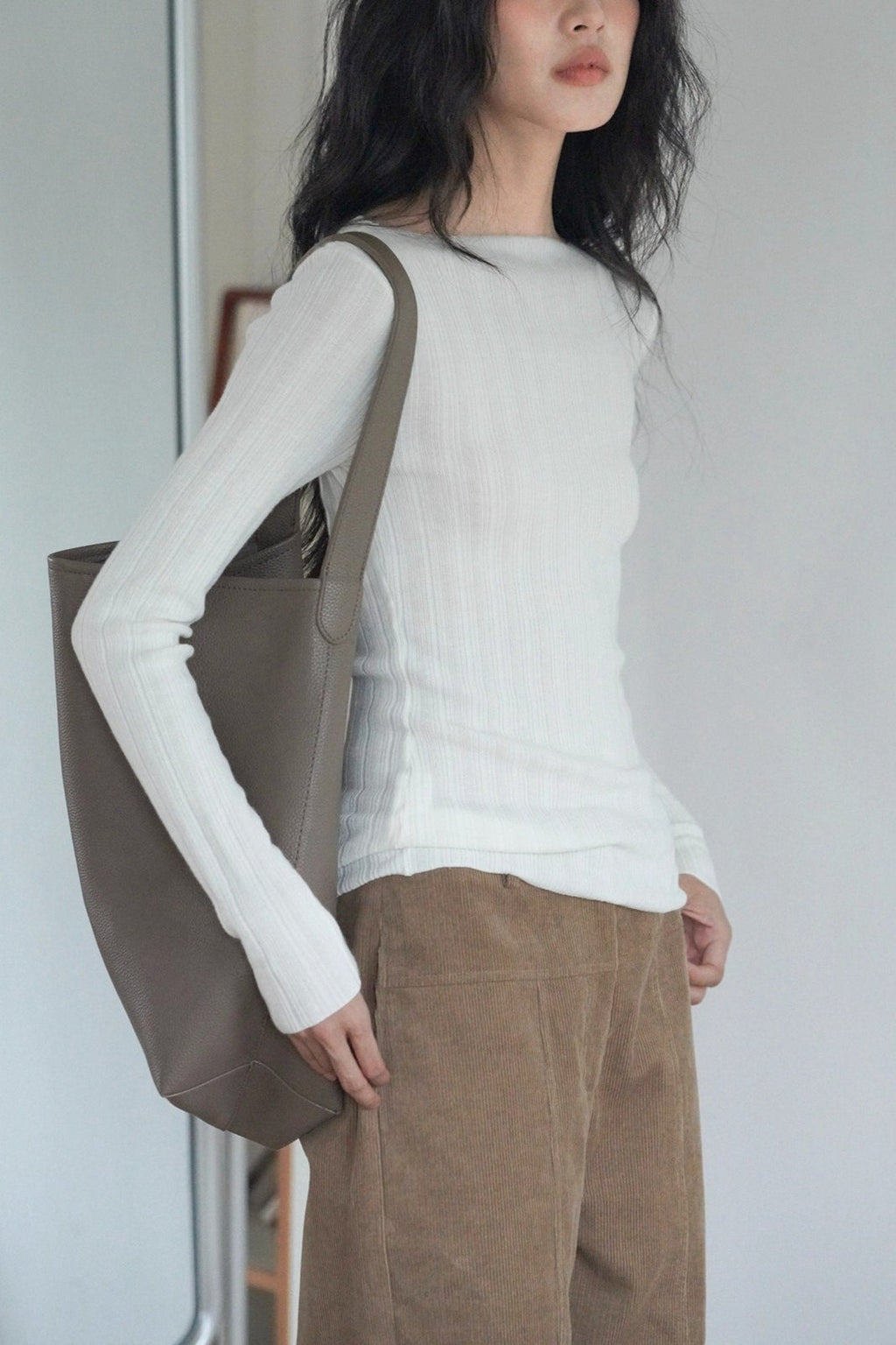 Semi-Sheer Unique Fitted Knit Top